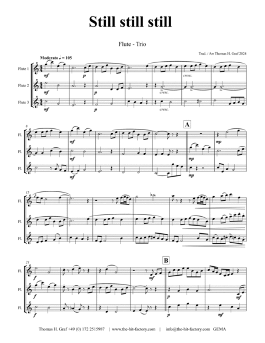 Still Still Still - Christmas song - Flute Trio - C Flute Trio scores gallery preview page 2