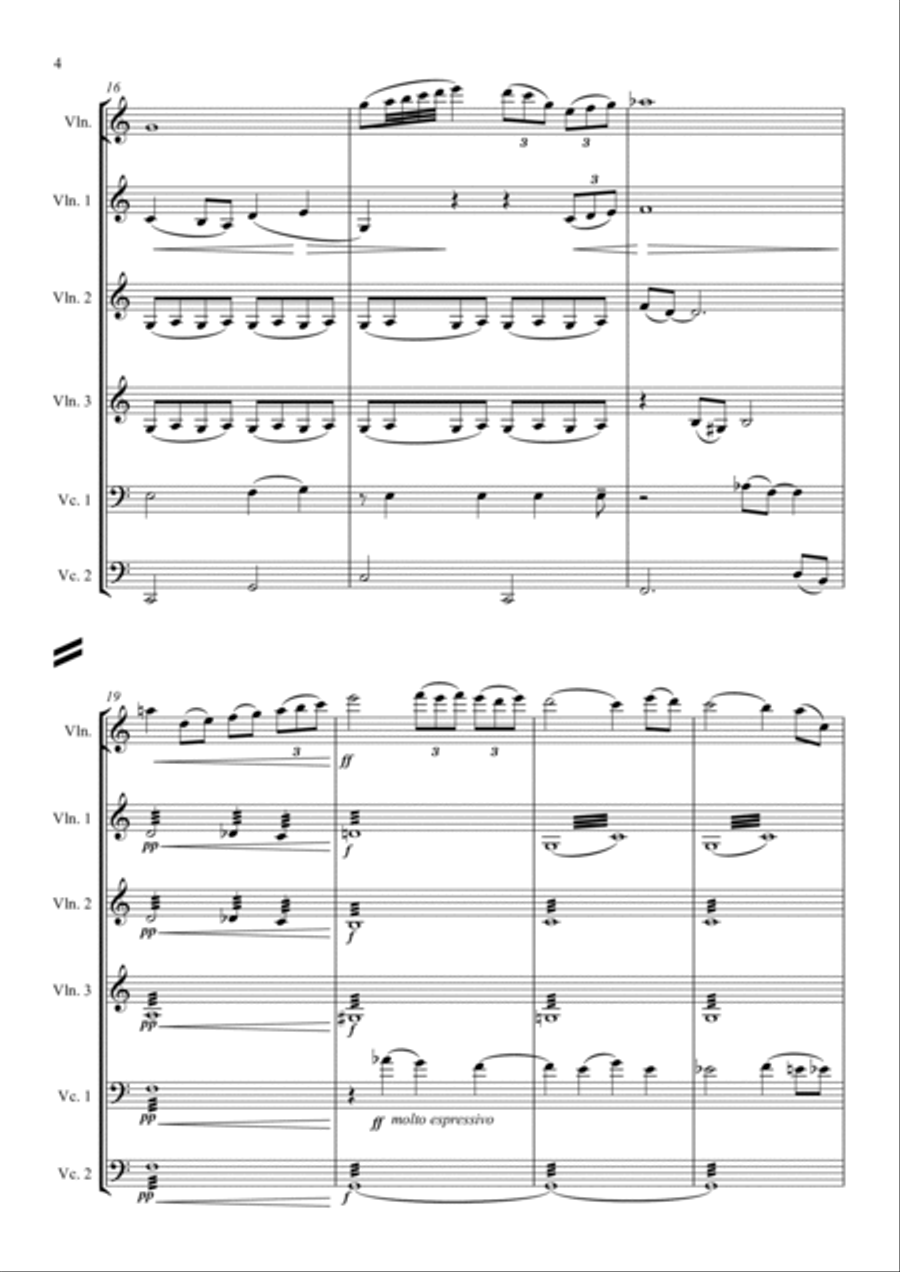 Larghetto, for Solo Violin and Strings (School Arrangement) Chamber Music scores gallery preview page 4