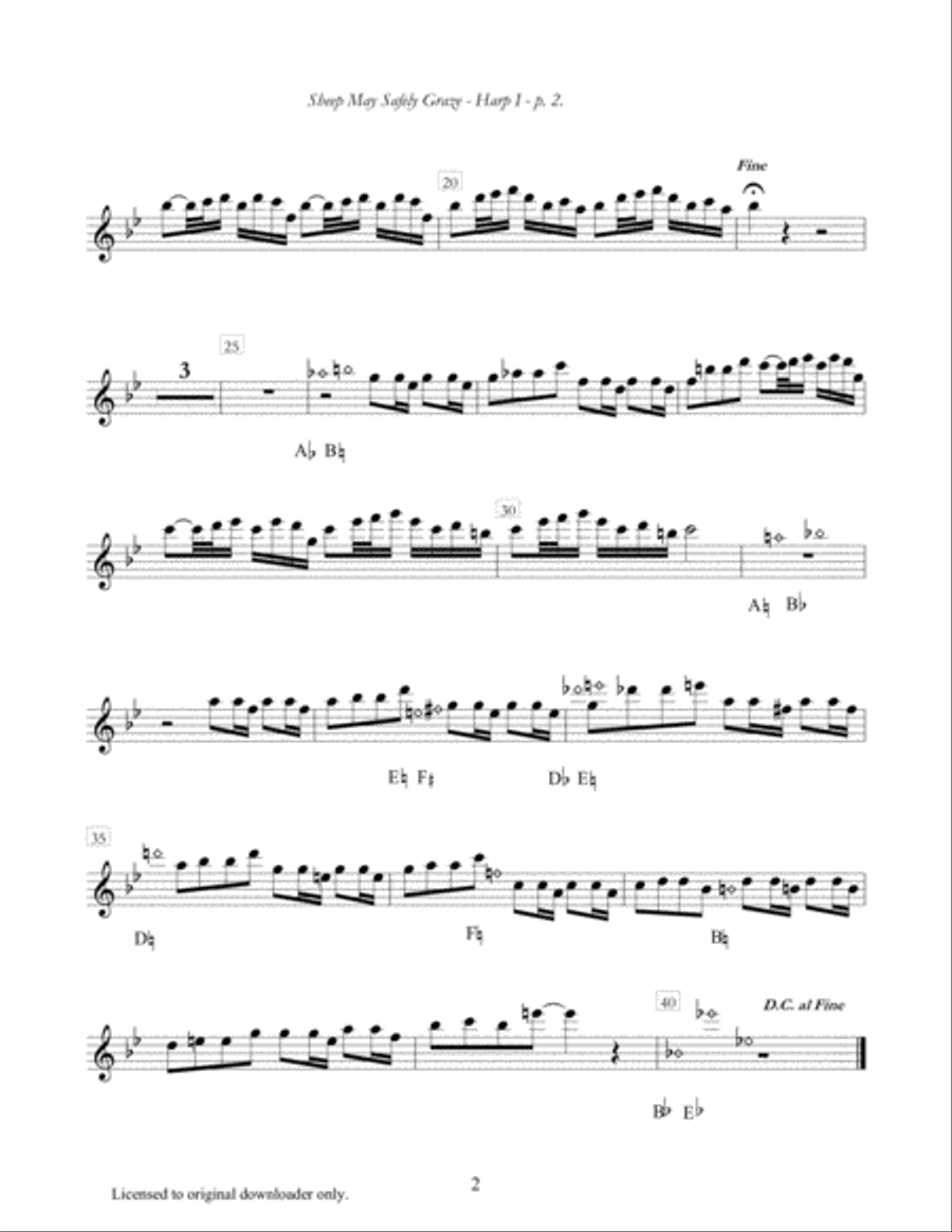 Sheep May Safely Graze Harp scores gallery preview page 3