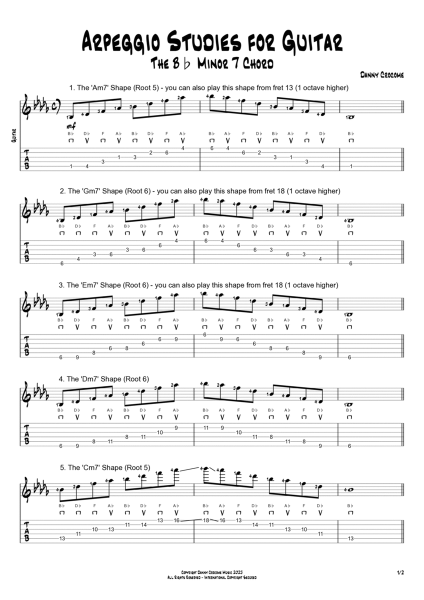 Arpeggio Studies for Guitar - The Bb Minor 7 Chord image number null
