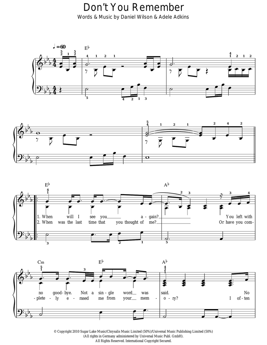 Don't You Remember Don't You Remember Voice scores gallery preview page 1
