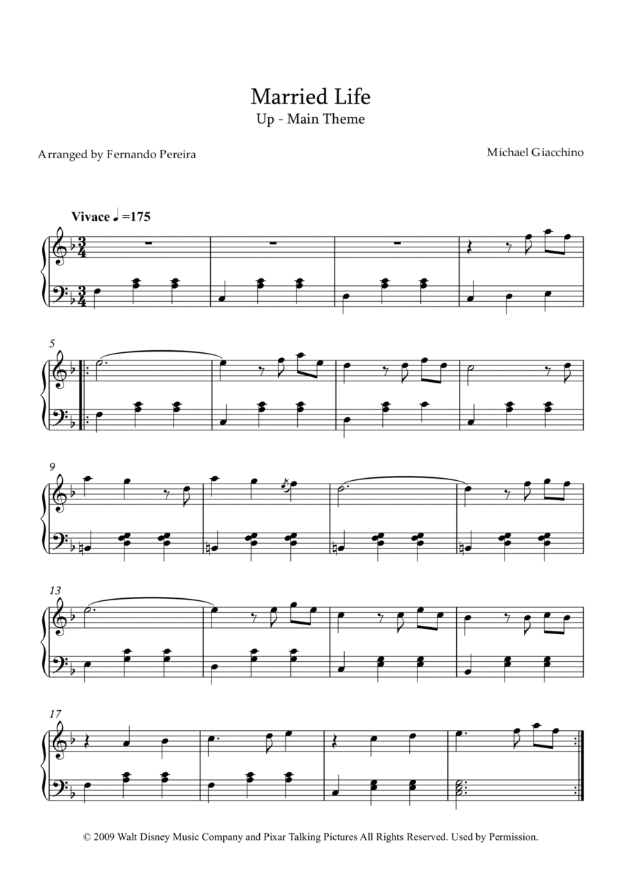 Married Life Easy Piano scores gallery preview page 1
