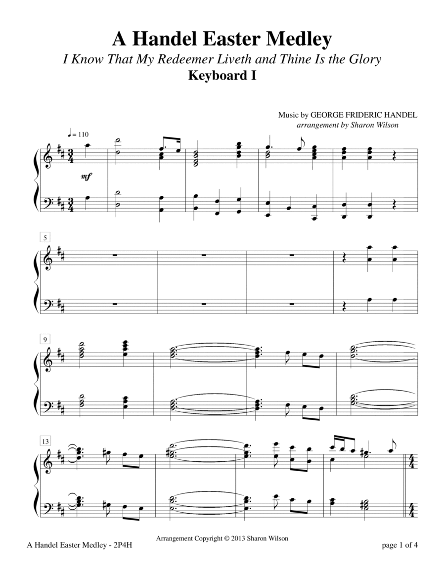 A Handel Easter Medley (2 Pianos, 4 Hands) 2 Pianos, 4-Hands scores gallery preview page 1