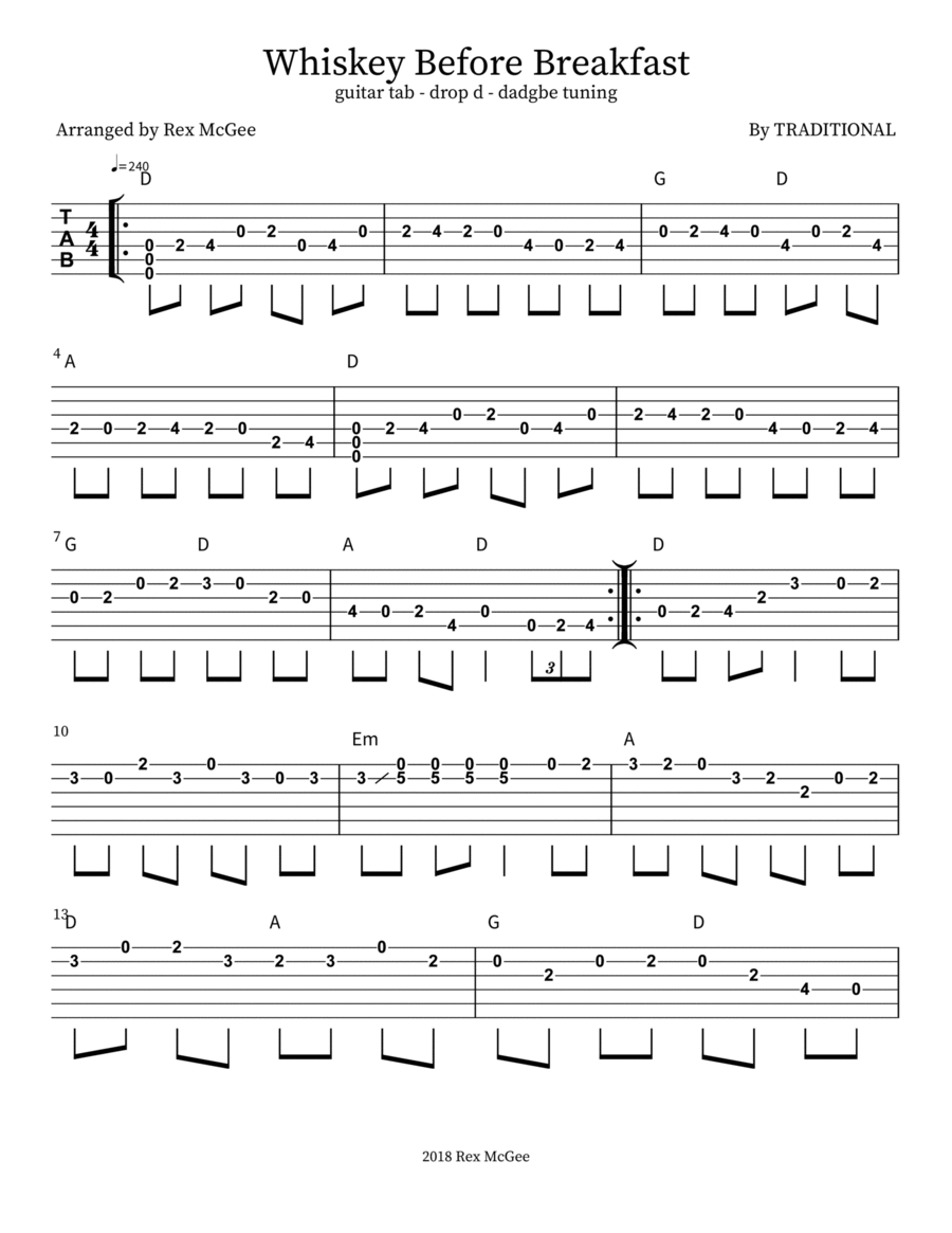 Whiskey Before Breakfast Acoustic Guitar scores gallery preview page 1