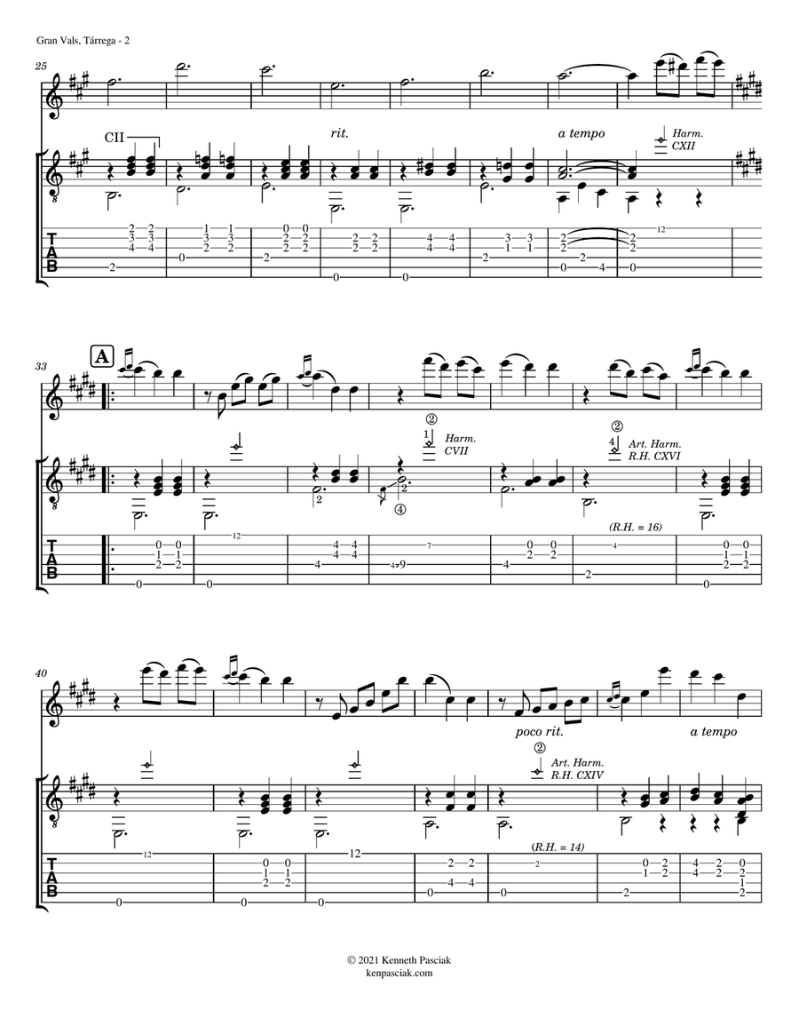 Gran Vals (for Flute and Guitar) Chamber Music scores gallery preview page 4