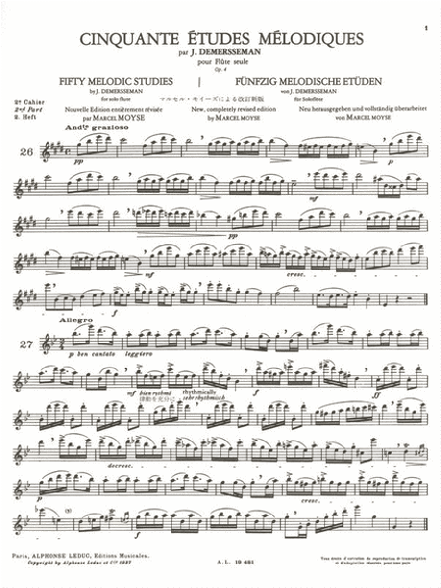 50 Melodic Studies by Demersseman for Flute – Volume 2 Flute Solo scores gallery preview page 2