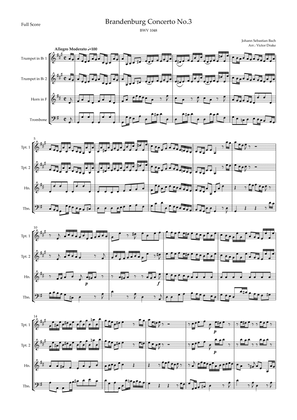 Brandenburg Concerto No. 3 in G major, BWV 1048 1st Mov. (J.S. Bach) for Brass Quartet
