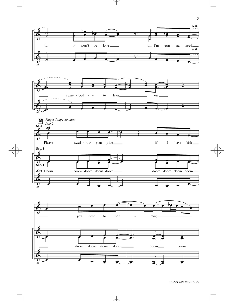 Lean On Me (arr. Mac Huff) SSA scores gallery preview page 4
