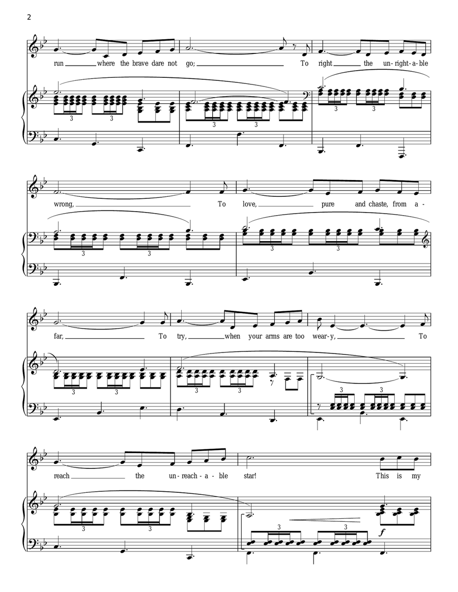 The Impossible Dream (The Quest) Piano, Vocal scores gallery preview page 2