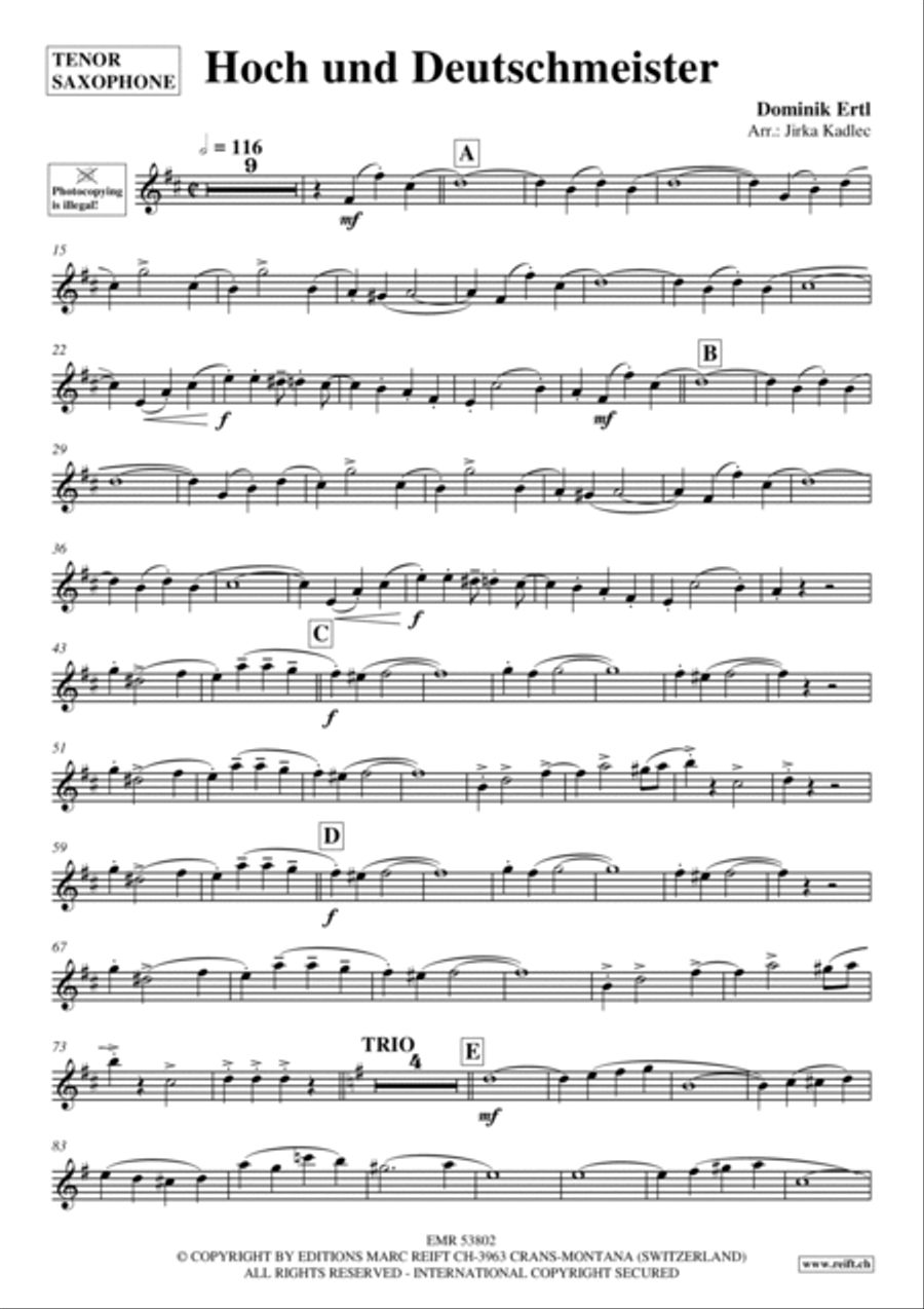 Hoch und Deutschmeister Tenor Saxophone scores gallery preview page 2
