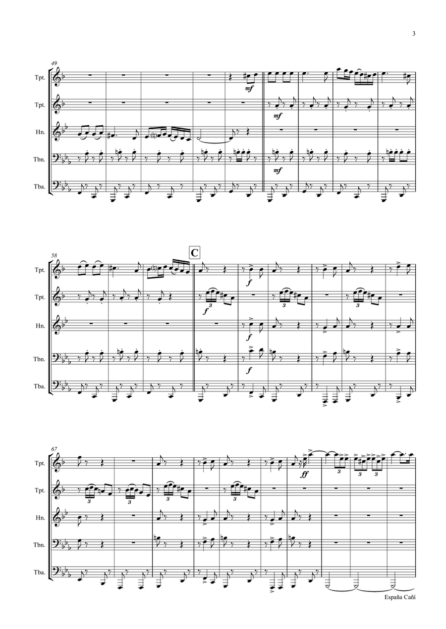 España Cañí - Paso Doble - Gypsy Dance - Brass Quintet Brass Quintet scores gallery preview page 3