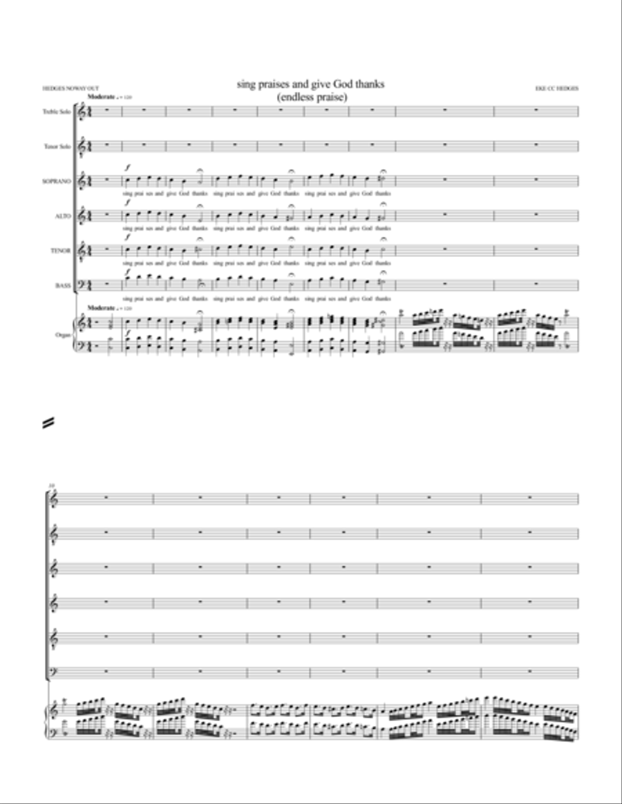 sing praises and give God thanks (endless praise) hedges noway out 4-Part scores gallery preview page 1