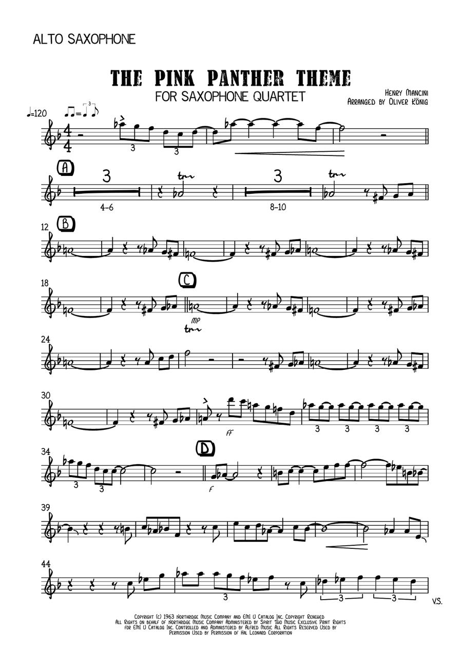 The Pink Panther from THE PINK PANTHER by Henry Mancini Woodwind