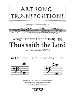 Book cover for HANDEL: Thus saith the Lord (transposed to D minor and C-sharp minor)