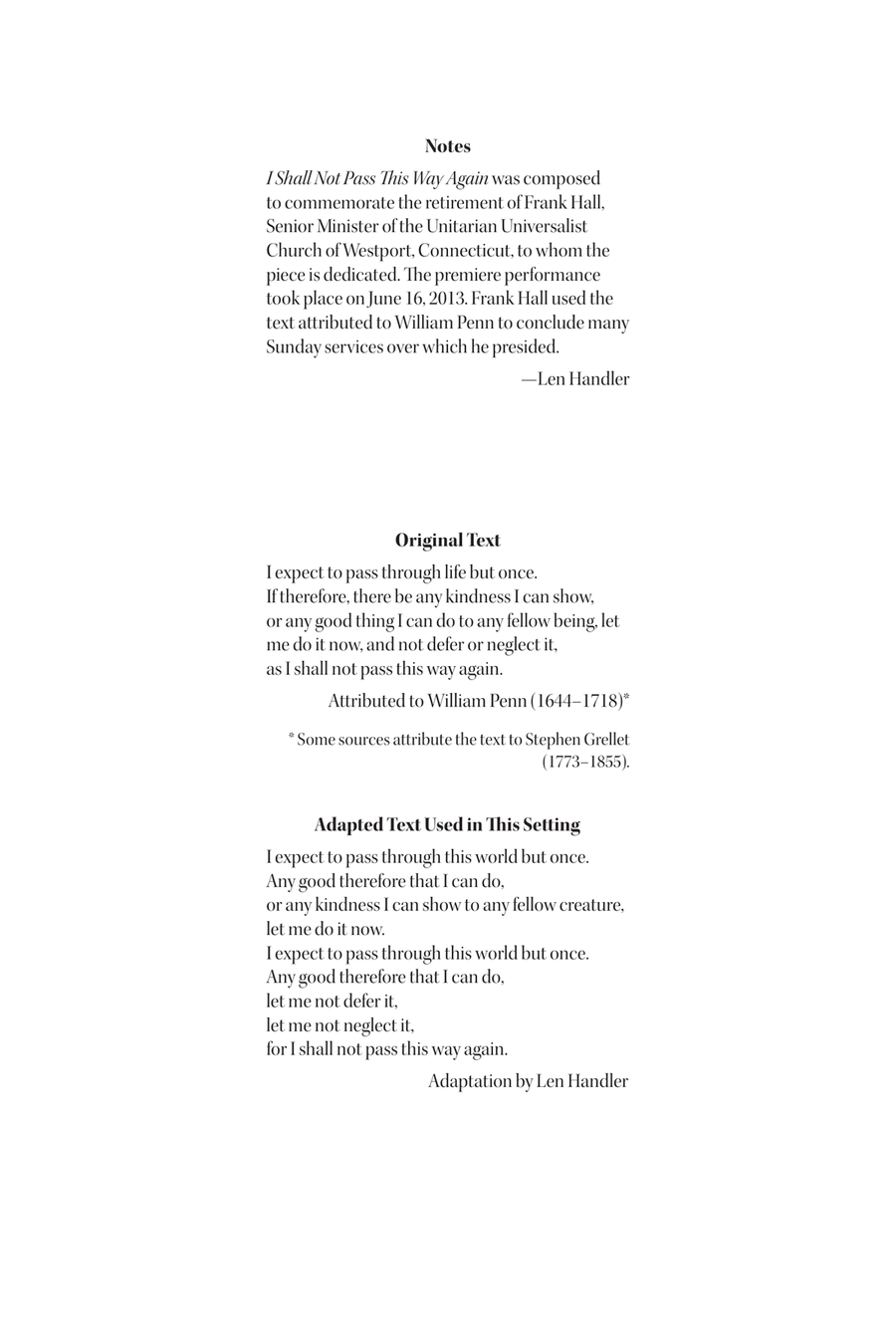 I Shall Not Pass This Way Again 4-Part scores gallery preview page 1