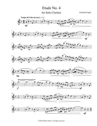 Etude No. 4 is for intermediate clarinet and is part of a series.