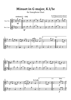 Minuet in G major, K.1/1e (Saxophone Duet) - W. A. Mozart
