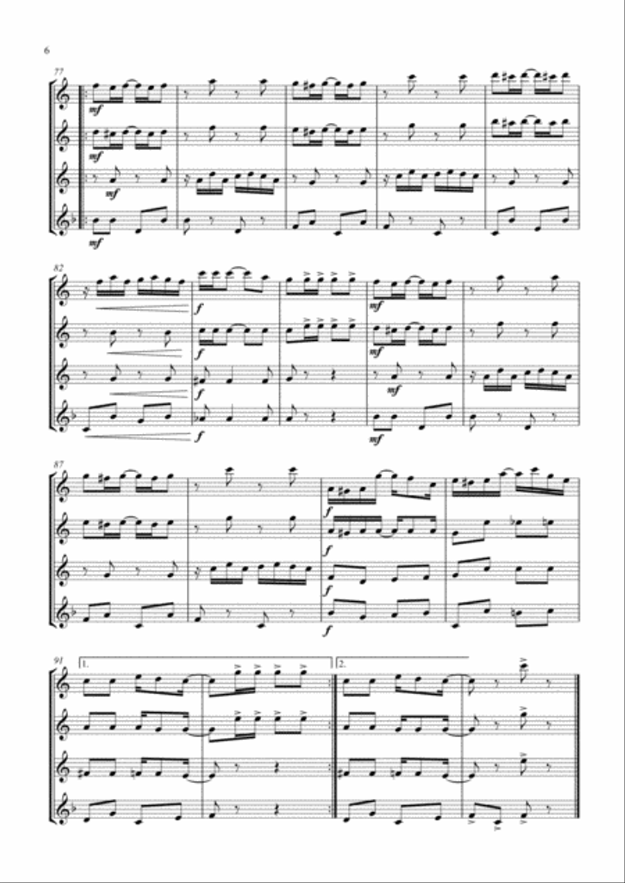 The Entertainer. For Flute Quartet Flute Quartet scores gallery preview page 6