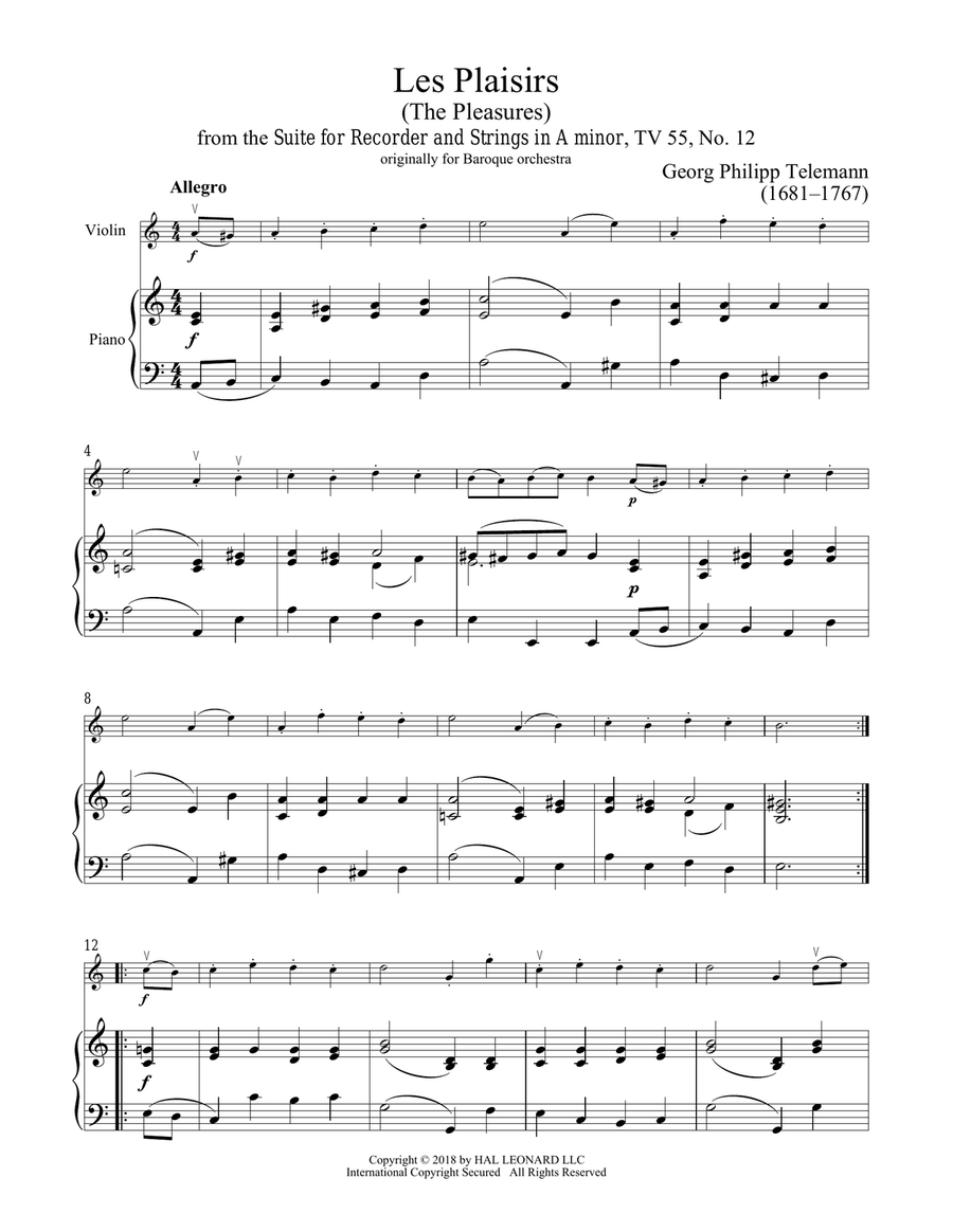 Les Plaisirs Les Plaisirs Violin Solo scores gallery preview page 1