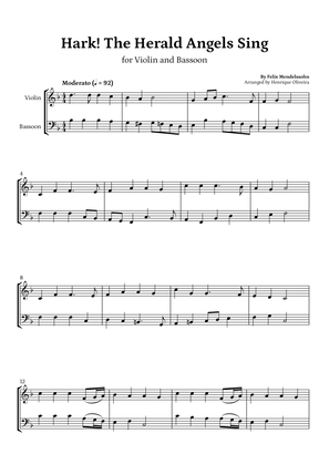 Hark! The Herald Angels Sing (Violin and Bassoon) - Beginner Level