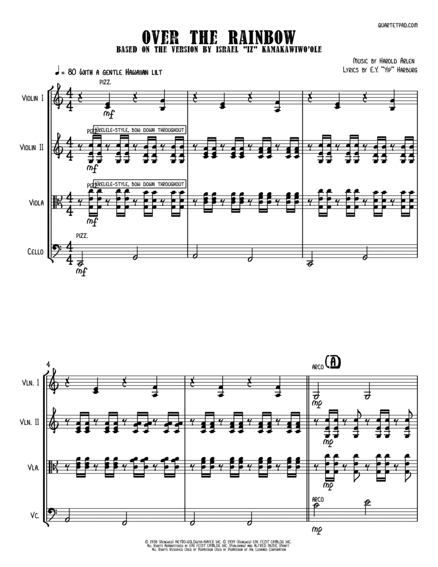 Over The Rainbow String Trio scores gallery preview page 1