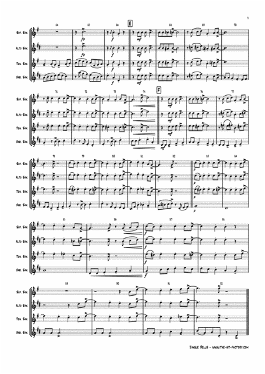 Jazzy Jingle Bells - Christmas Swing - Saxophone Quartet Saxophone Quartet scores gallery preview page 3