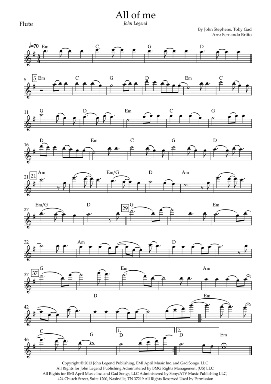 All Of Me Flute Solo scores gallery preview page 1