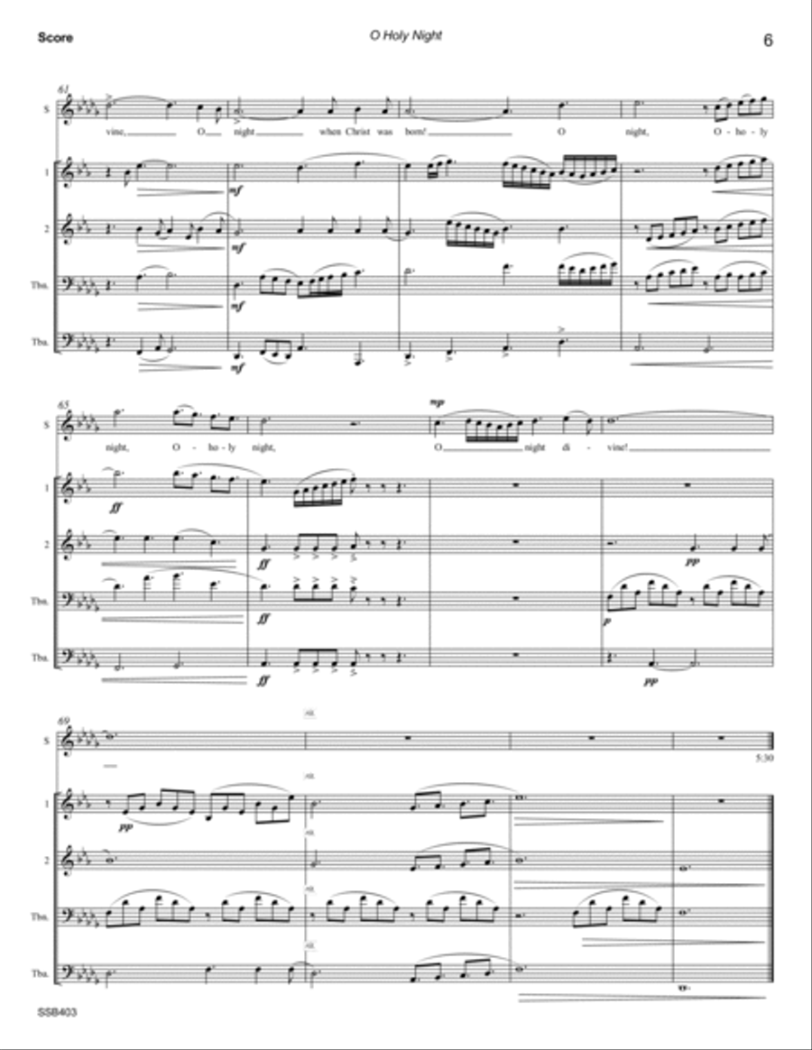 O HOLY NIGHT - SOPRANO SOLO with BRASS QUARTET O HOLY NIGHT - SOPRANO SOLO with BRASS QUARTET Small Ensemble scores gallery preview page 6