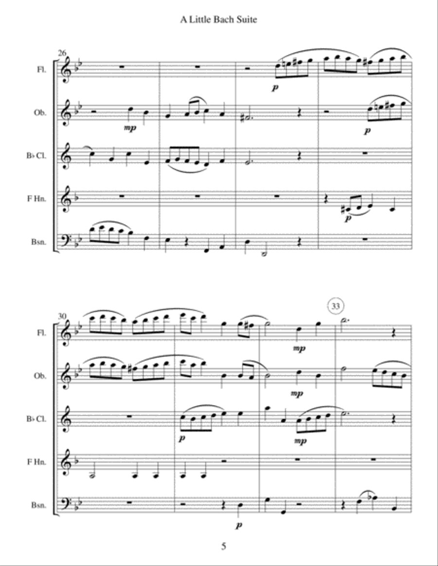 A Little Bach Suite - Woodwind Quintet Woodwind Quintet scores gallery preview page 5