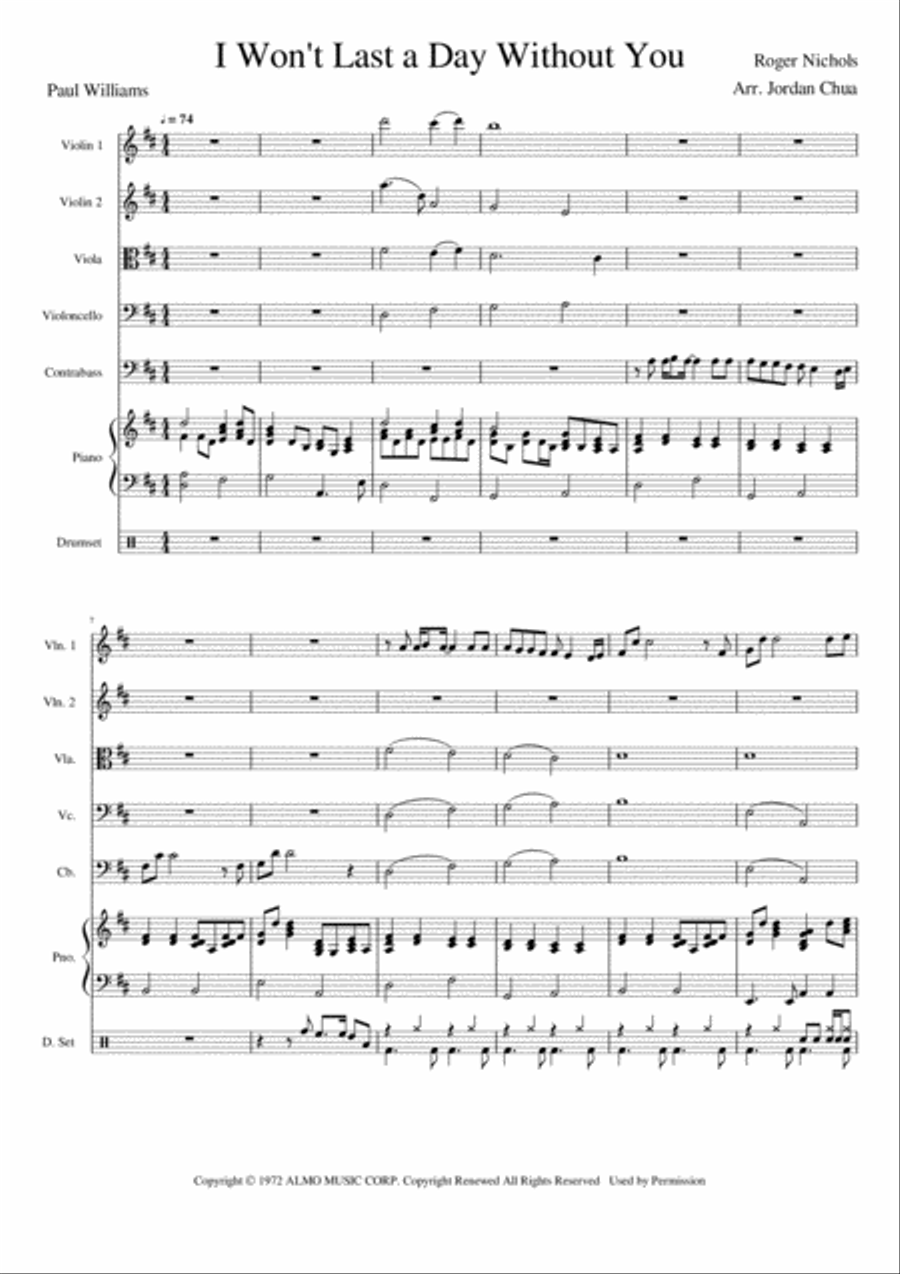 I Won't Last A Day Without You Large Ensemble scores gallery preview page 3