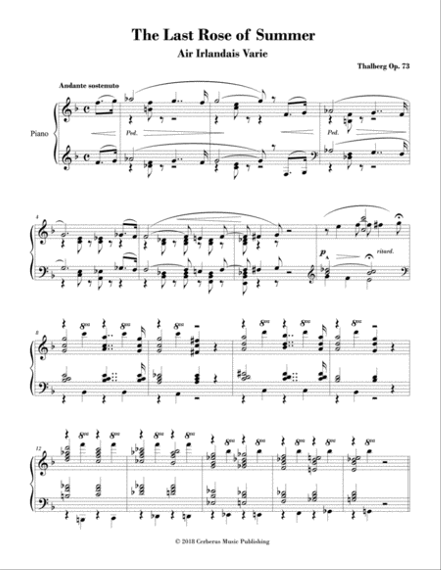 The Last Rose of Summer, Op.73 - Thalberg Piano Solo scores gallery preview page 1