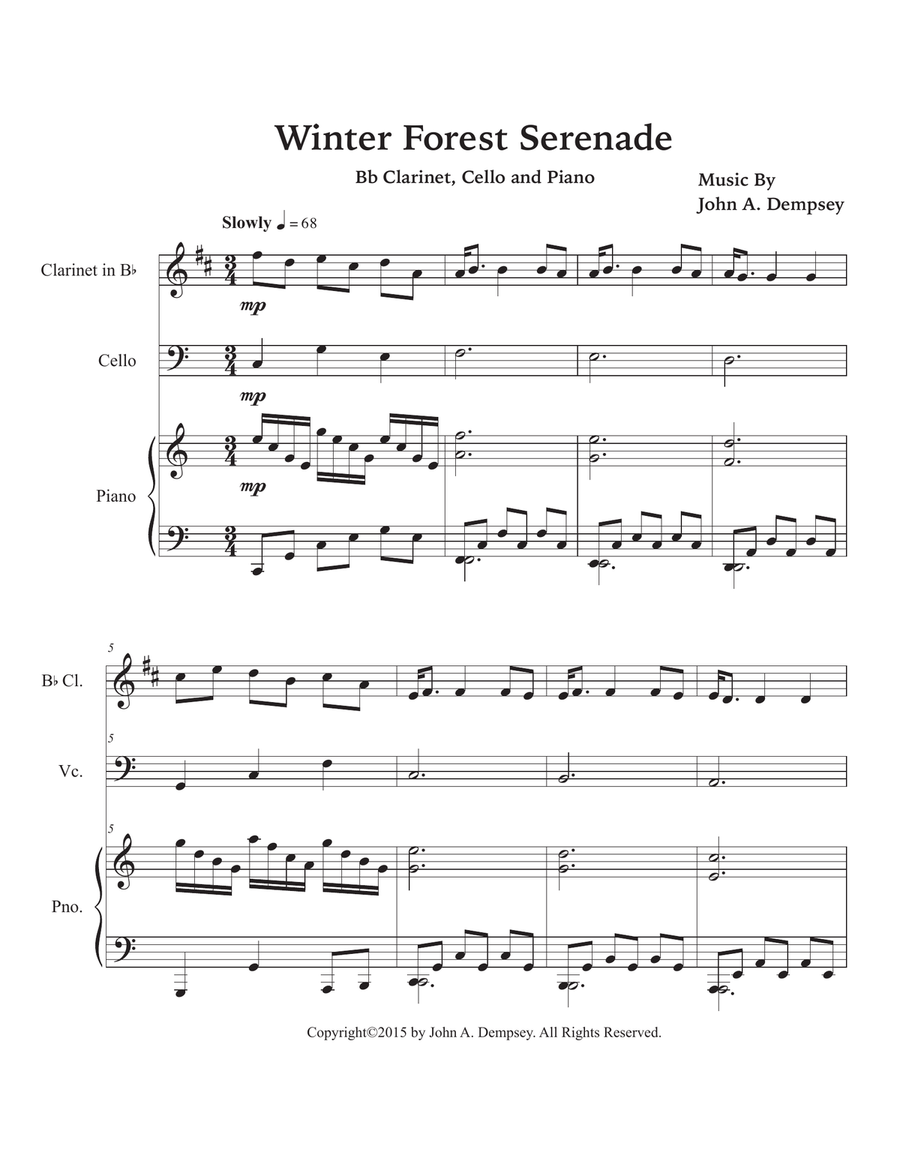 Winter Forest Serenade (Trio for Clarinet, Cello and Piano) Small Ensemble scores gallery preview page 5