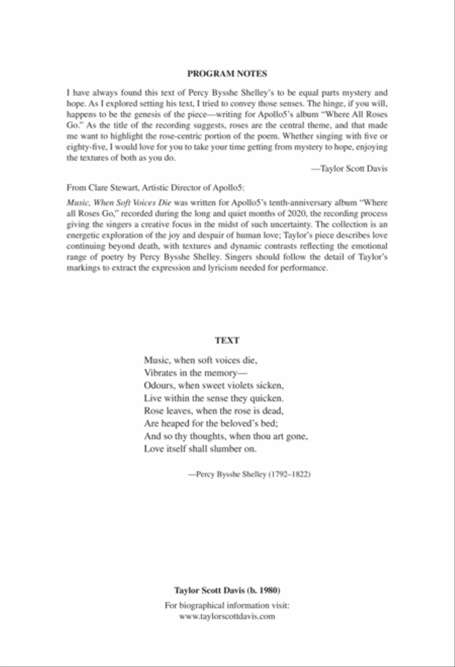Music, When Soft Voices Die SATTB scores gallery preview page 2