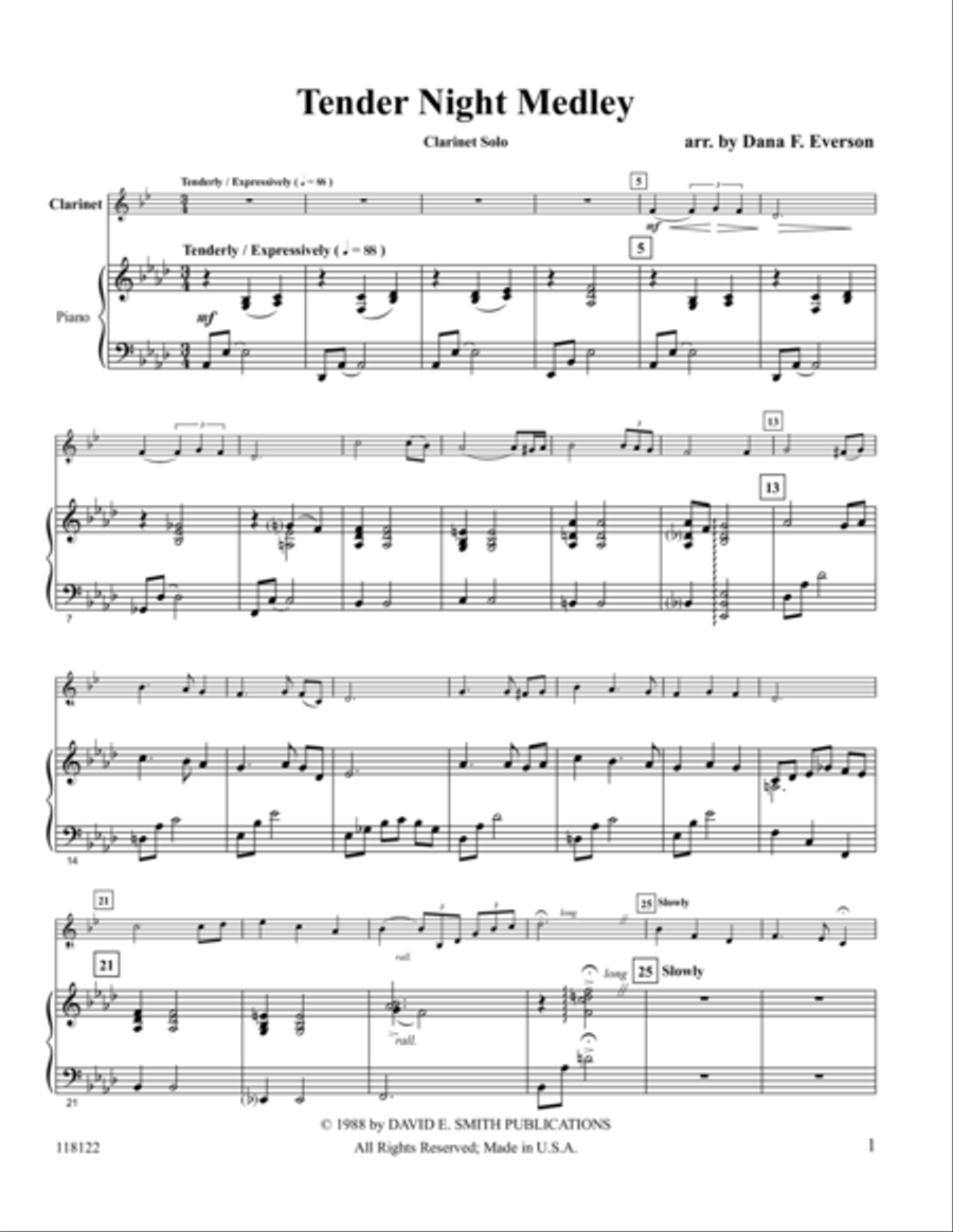 Tender Night Medley Tender Night Medley Clarinet Solo scores gallery preview page 1