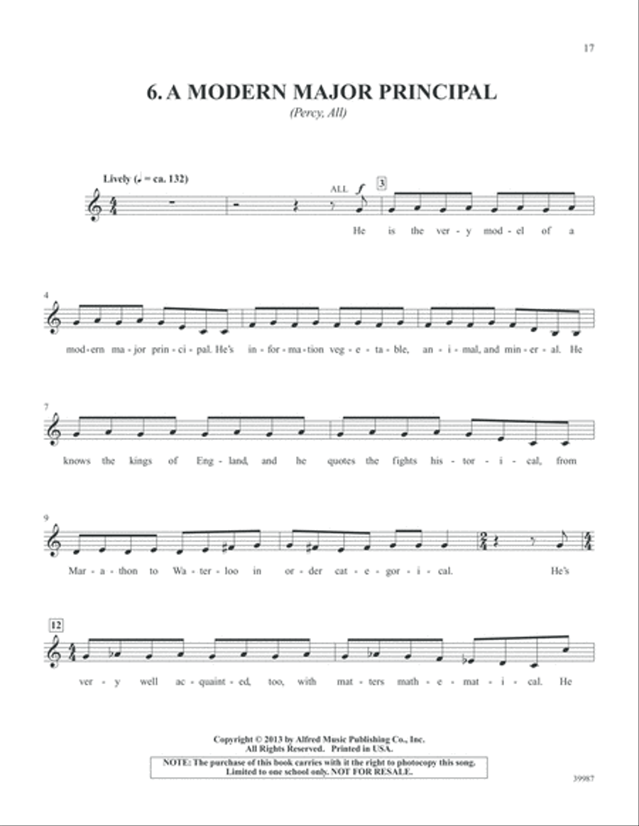 Gilbert & Sullivan ROCK! Unison Choir scores gallery preview page 6