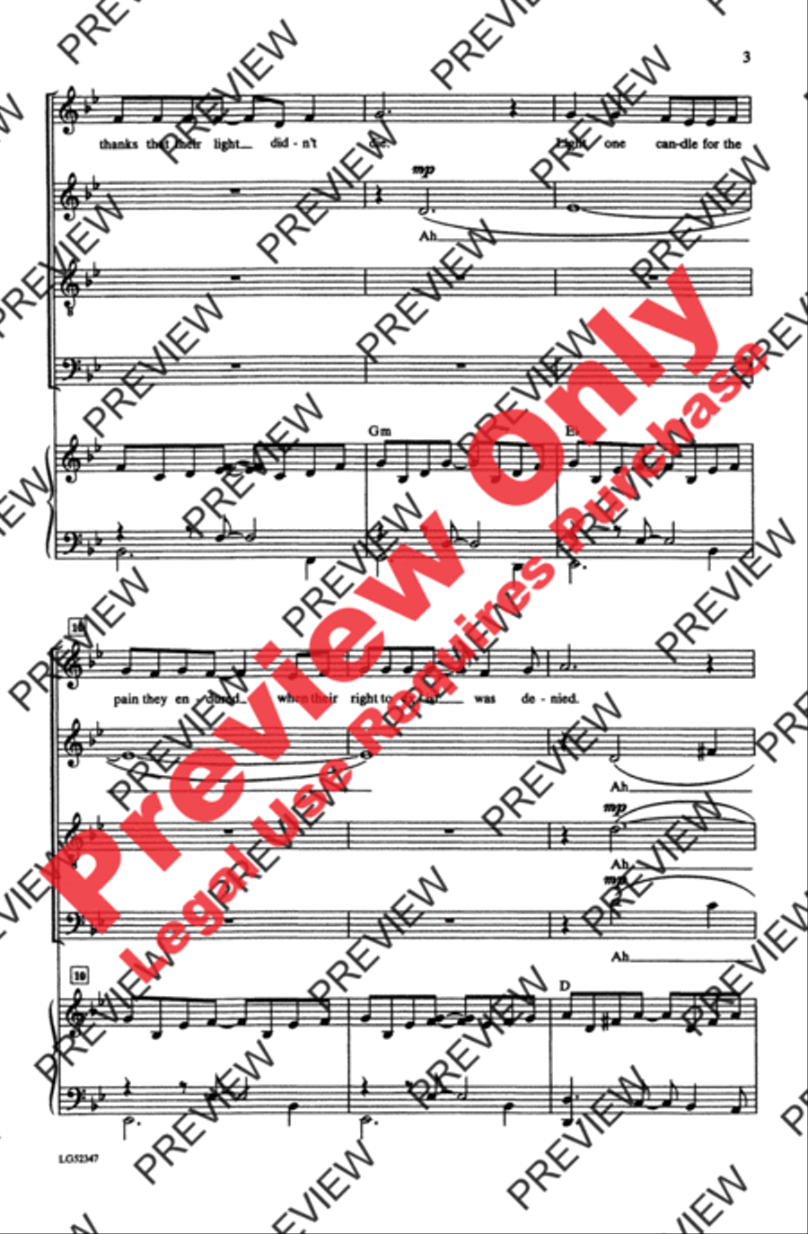 Light One Candle 4-Part scores gallery preview page 3