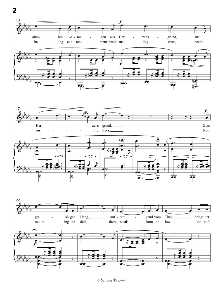 Willkommen, mein Wald, by Robert Franz, in D flat Major Voice scores gallery preview page 4