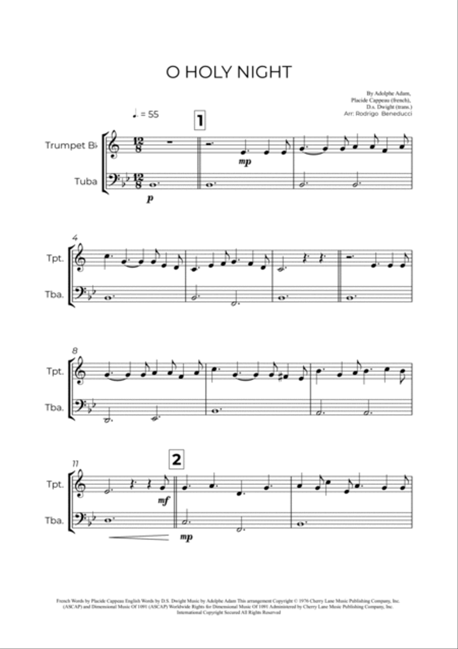 O Holy Night Brass Duet scores gallery preview page 2
