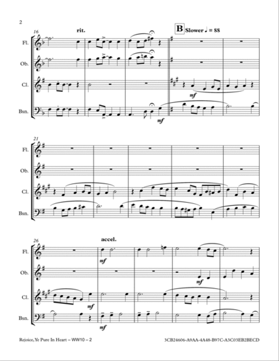 Rejoice, Ye Pure In Heart Woodwind Quartet scores gallery preview page 2