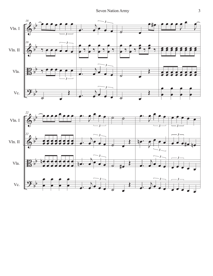 Seven Nation Army String Quartet scores gallery preview page 3
