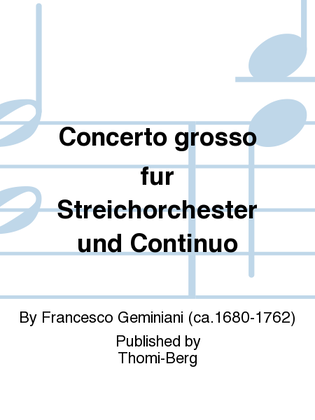 Book cover for Concerto grosso fur Streichorchester und Continuo
