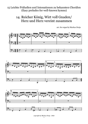 Book cover for Easy Organ Preludes - leichte Orgelpräludien | Reicher König, Wirt voll Gnaden