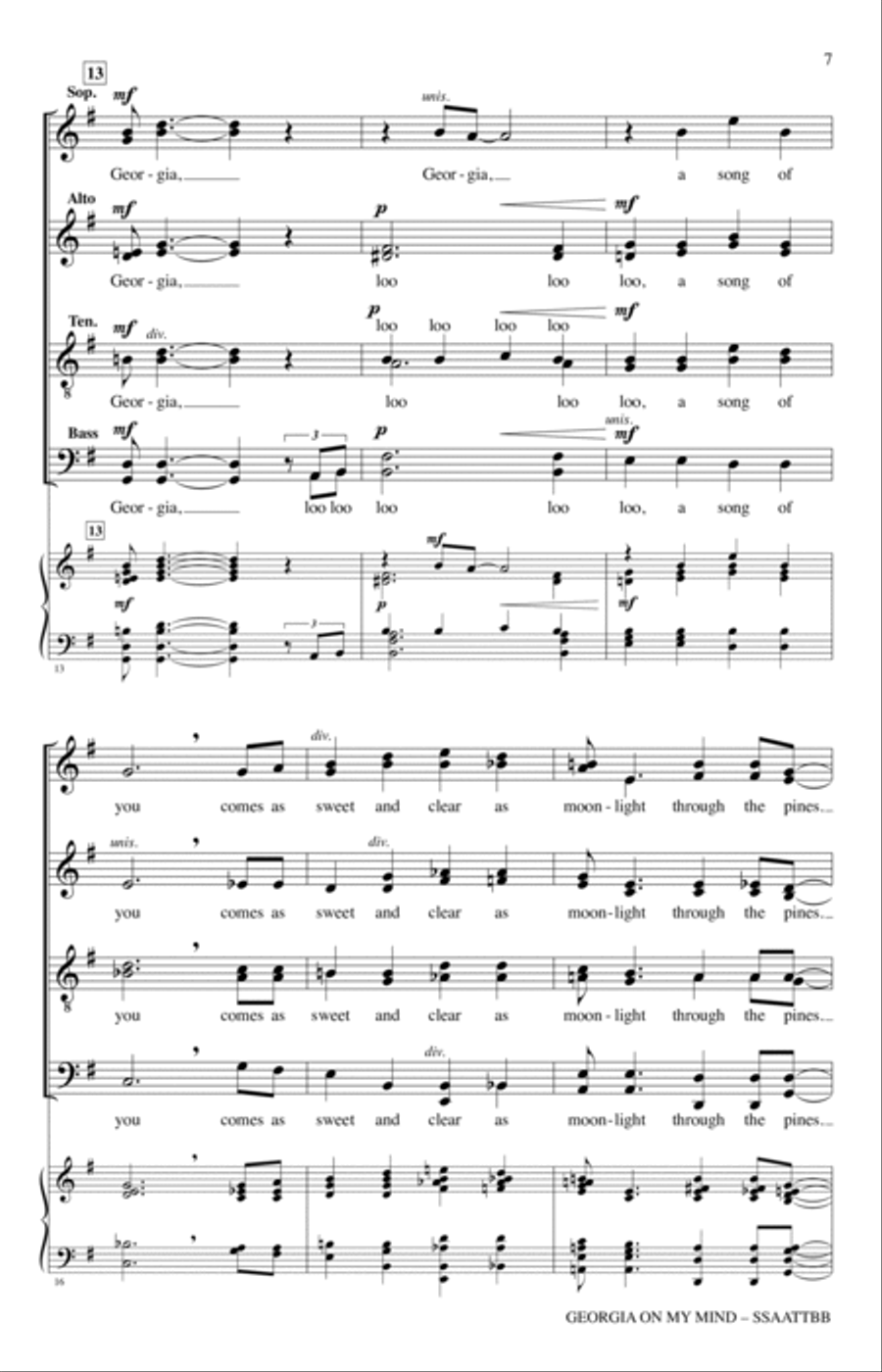 Georgia On My Mind (arr. Tripp Carter) SSAATTBB scores gallery preview page 5