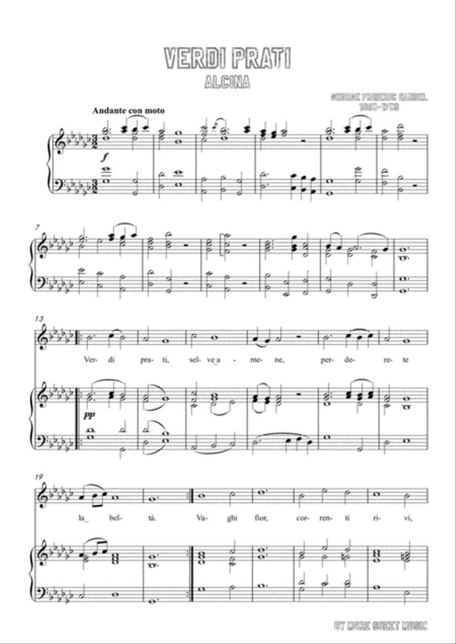 Handel-Verdi prati in G flat Major,for Voice and Piano Voice Solo scores gallery preview page 3