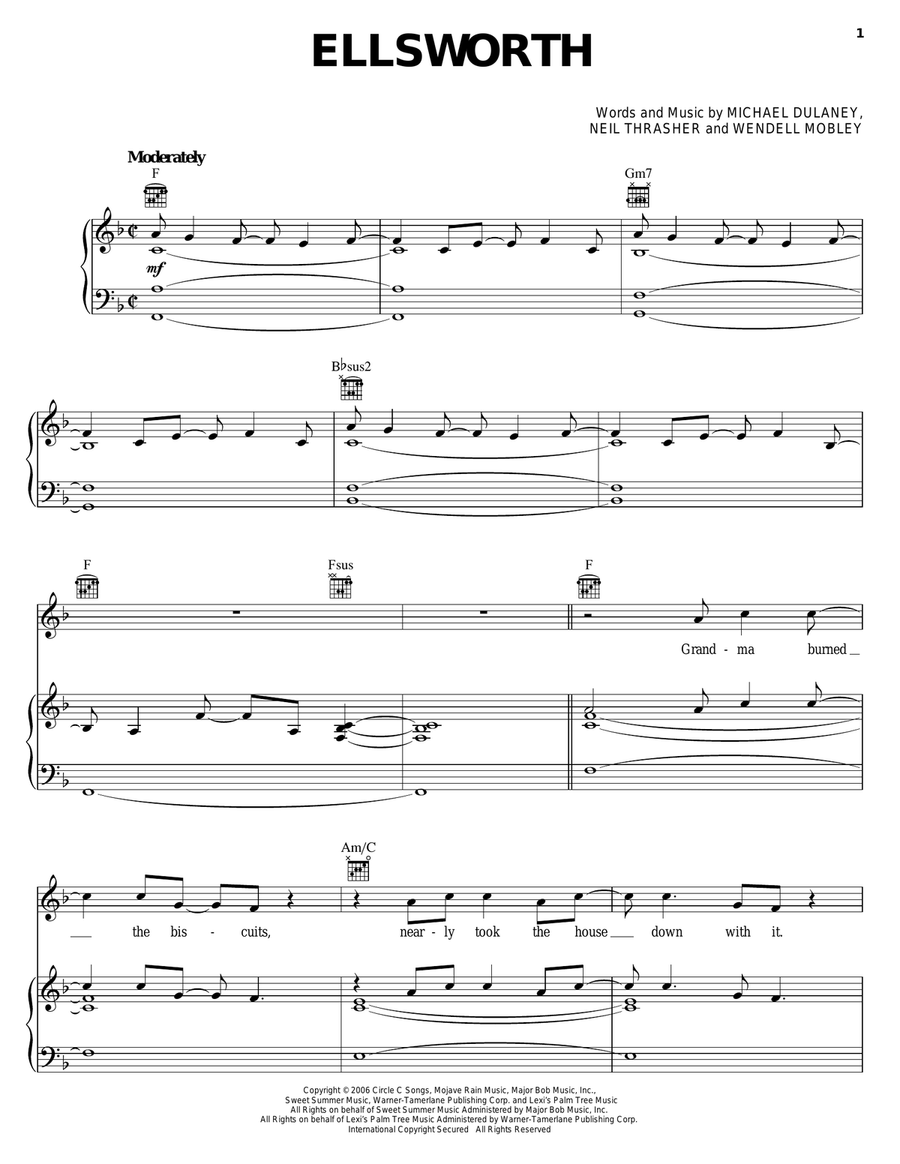 Ellsworth Piano, Vocal, Guitar scores gallery preview page 1