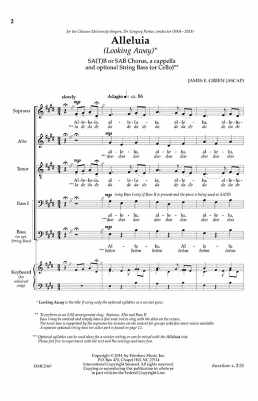 Alleluia (Looking Away) Alleluia (Looking Away) 4-Part scores gallery preview page 2