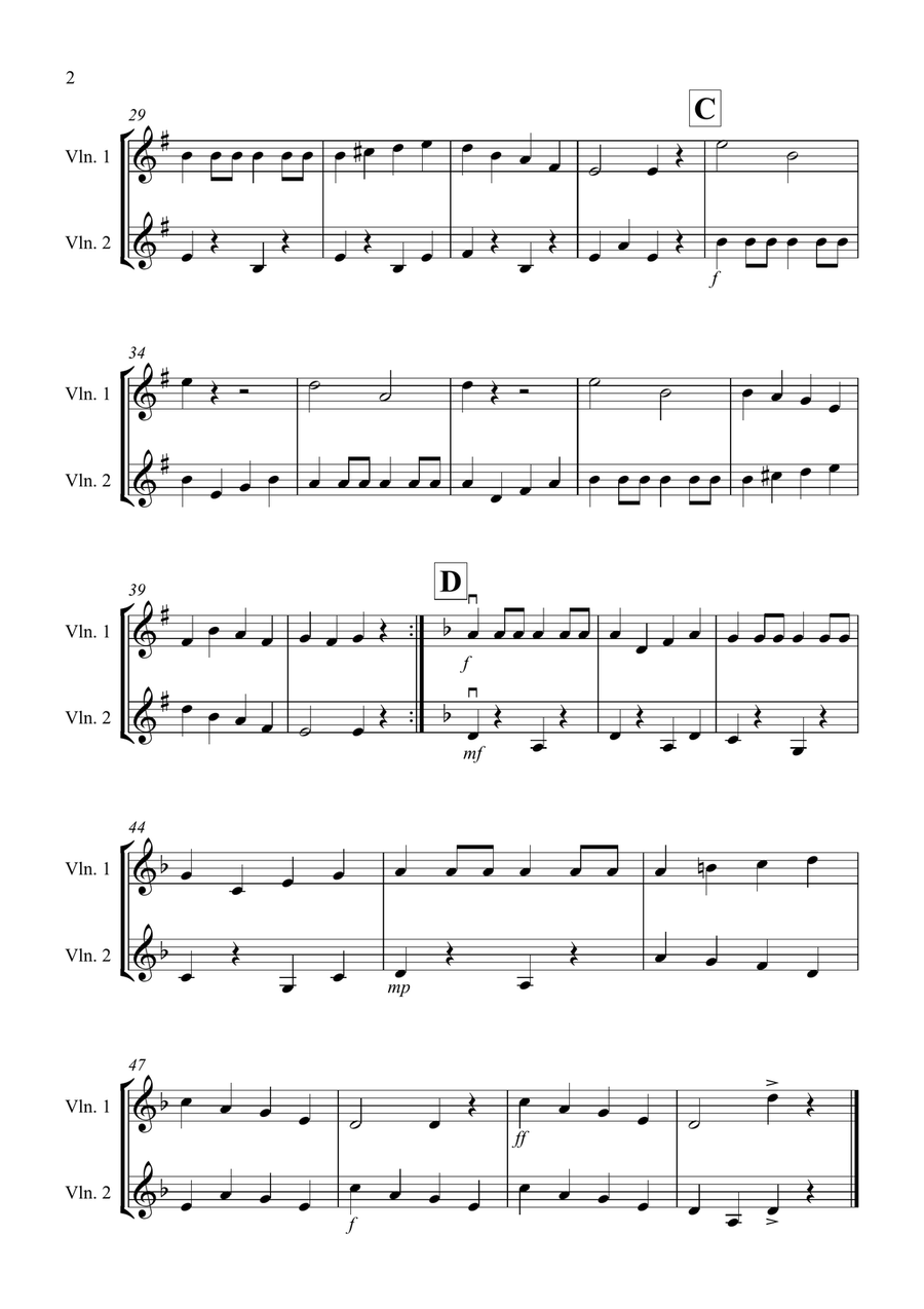 Drunken Sailor for Violin Duet String Duet scores gallery preview page 2
