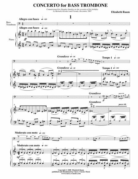 Concerto for Bass Trombone with Piano Accompaniment