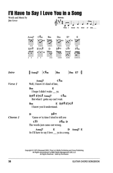 Jim Croce – Guitar Chord Songbook