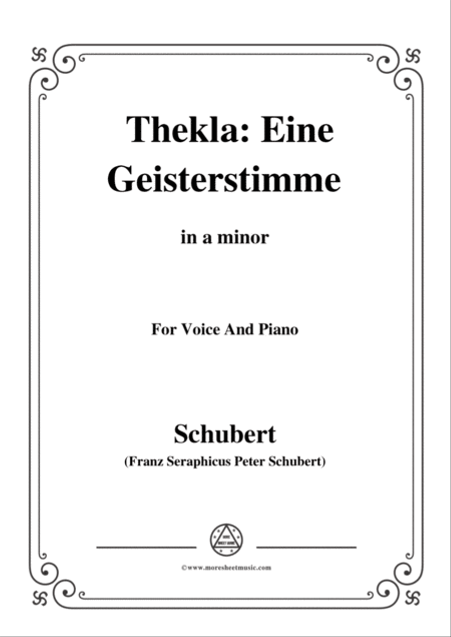 Schubert-Thekla: Eine Geisterstimme(Thekla: A Spirit Voice),D.595,in a minor,for Voice&Piano Voice scores gallery preview page 1